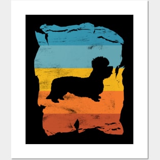 Dandie Dinmont Terrier Distressed Vintage Retro Silhouette Posters and Art